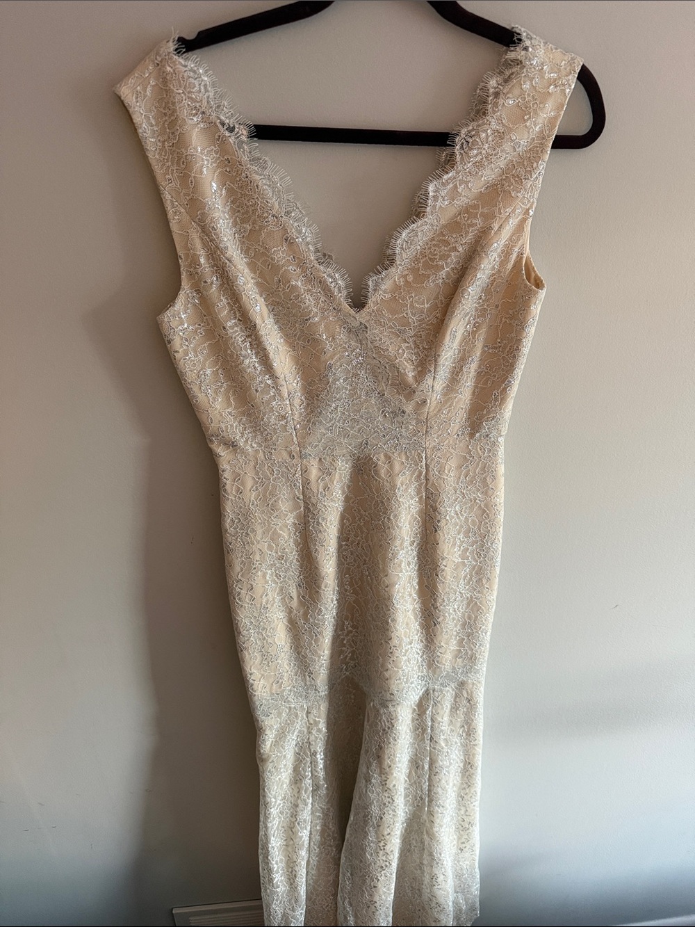 ERIN by Erin Fetherston Cream Lace V-Neck Wedding Dress